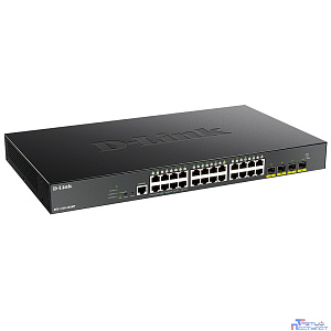 D-Link DGS-1250-28XMP/A1A Управляемый L2 коммутатор с 24 портами 10/100/1000Base-T и 4 портами 10GBase-X SFP+ (24 порта PoE 802.3af/at, PoE-бюджет 370 Вт)