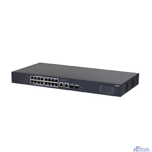 DAHUA DH-CS4220-16GT-190 16-портовый гигабитный PoE коммутатор с функцией облачного управления 16 RJ45 10/100/1000Мбит/с (PoE/PoE+/Hi-PoE),  2 RJ45 10/100/1000Мбит/с (uplink), 2 SFP 1000Мбит/с (uplink