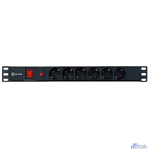 5bites Блок розеток PDU-10 6S / 10A / PVC / SWITCH / 1U / 19"