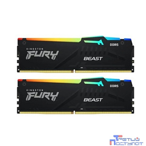 Оперативная память Kingston DDR5 FURY Beast Black DDR5 32Gb (kit 2x16Gb), 5200Mhz, [KF552C36BBEAK2-32] CL36, с радиатором