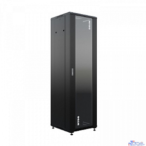 NTSS Шкаф напольный универсальный серверный NTSS R 42U 600х600мм, 4 профиля 19, двери стекло и сплошная металл, боковые стенки съемные, регулируемые опоры, разобранный, черный RAL 9005 NTSS-R42U6060GS