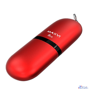 Maxvi USB Drive 8GB SF red, монолит с колпачком, soft touch, USB 2.0