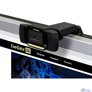 Exegate EX286182RUS Веб-камера ExeGate GoldenEye C920 Full HD {матрица 1/3" 2 Мп, 1920х1080, 1080P, USB, микрофон с шумоподавлением, фокус, универсальное крепление, кабель 1,5 м, Win Vista/7/8/10}
