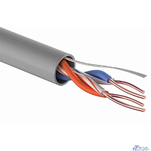 Rexant (01-0023) Кабель витая пара U/UTP, CAT 5e, PVC, 2PR, 24AWG, INDOOR, SOLID, серый, 305м