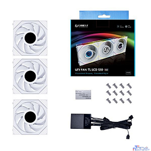 Lian Li G99.12TLLCD3W.R0 Комплект вентиляторов (3шт.) UNI FAN TL LCD 120 White /12TLLCD3W/ 120х125х28мм (1.6” LCD дисплей, PWM, ARGB, 200-1900 об/мин, 27dBa)
