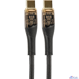 PERFEO Кабель USB C вилка - C вилка, 60W, нейлон, черный, длина 1 м., PREMIUM (C1102)