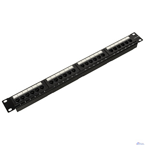 Патч-панель 19" NEOMAX [NM-BPP-1U24P-UB-101-BK] 1U, 24 порта, UTP, с кабельным организатором, цвет черный