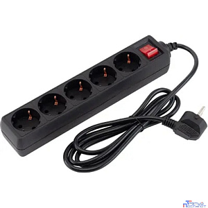 PC PET Сетевой фильтр AP01006-1.8-BK 1.8м (5 розеток, EURO, EURO/RUS), черный {619893}