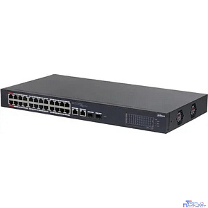 DAHUA DH-CS4226-24ET-240 24-портовый облачный управляемый коммутатор с PoE, 24xRJ45 100Mb, 2хКомбо SFP/RJ45 1Gb, суммарно 240Вт, коммутация 8.8 Гбит/с, MAC-таблица 8К