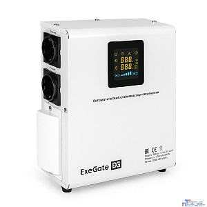 Exegate EX298250RUS Стабилизатор напряжения настенный ExeGate Master Turbo XV-3000 (3000ВА, вход 80-265В, цветной дисплей, выход 220В±8%, КПД 98%, 5 уровней защиты, задержка, усиленный метал.корпус, к
