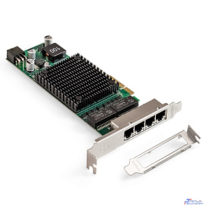 Exegate EX299014RUS Сетевой адаптер ExeGate EXE-I350-T4V2-PoE (PCI-E x4 v2.1, порты 4xRJ45 PoE (медные, с поддержкой PoE), 10/100/1000Mbps, Gigabit Frame Grabber NIC Intel Chipset NHI350AM4)