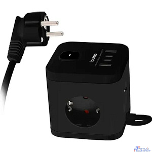 BURO BU-PC3.1UC-B 1.5м (3 розетки) черный (коробка) {2090221}