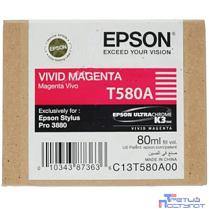 EPSON C13T580A00 Картридж для Epson Stylus Pro 3880 насыщенный пурпурный (Vivid Magenta) 80 мл. (LFP)