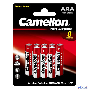 Camelion Plus Alkaline BL8  LR03 (LR03-BP5+3, батарейка,1.5В)(8шт. в уп-ке)