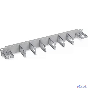Cabeus JB08-1U-PR-GY Кабельный органайзер горизонтальный 19" 1U, 8 пластиковых колец, металлический, цвет серый (RAL7035)