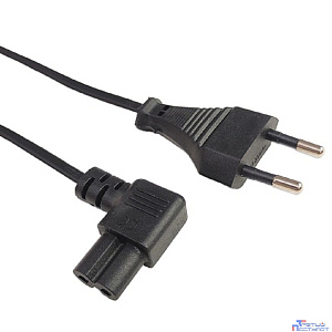 Кабель питания Filum FL-PC2.5-EU-C7A-3M CEE 7/16 - С7 угловая, 2х0.5, 220В, 2.5A, чёрный, 3м (1115459)