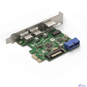 Exegate EX290278RUS Контроллер ExeGate EXE-362 PCI-E 2.0, 2*USB3.0 ext + 1*USB3.0 int + LAN UTP 1000Mbps, разъем доп.питания (OEM)