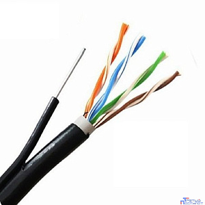 5bites Кабель US5500-305APE-M витая пара UTP/SOLID/5E/CCAG/PVC+PE/BLACK/OUTDOOR/MESSENGER/DRUM/305M