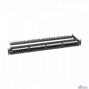 NTSS Патч-панель NTSS PREMIUM 1U 24 порта RJ45  UTP cat.5е, AL, Dual IDC с органайзером NTSS-PP2-PM-1U-24-UTP-RJ45-5e-D