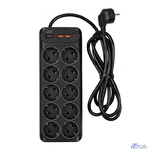 Powercom Сетевой фильтр SP-10 USB2A1CB 3,0 м (10*EU (СЕЕ 7/3)+1*USB-C+2*USB-A) {2065290}