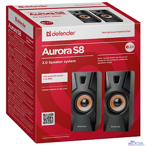 Defender Aurora S8 черный, 8 Вт, питание от USB Акустическая 2.0 система [65408]