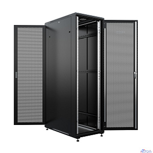 NTSS Шкаф напольный универсальный серверный NTSS R 42U 800х1000мм, 4 профиля 19, двери перфорированная и перфорированная, боковые стенки съемные, регулируемые опоры, разобранный, черный RAL 9005 NTSS-
