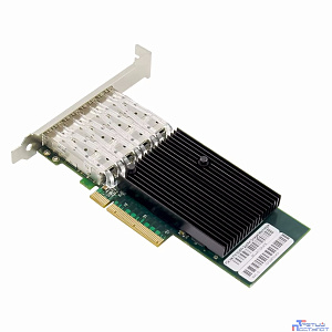 ORIENT XWT-INT710PE8 4SFP+, Сетевая карта PCI-Ex8 v3.0 4xSFP+ 10Gbps Converged Server NIC, Intel X710 chipset, 10/1 Гбит/с, 2 планки крепления в комплекте (33289)