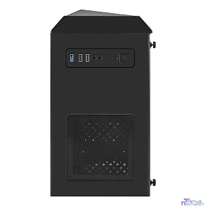 Exegate EX294473RUS Корпус Minitower ExeGate Mistery R2-NPX450 (mATX, БП 450NPX с вент. 12 см, 2*USB+1*USB3.0, аудио, черный, 1 вент. 12см с RGB подсветкой и полоса на передней панели, боковая панель