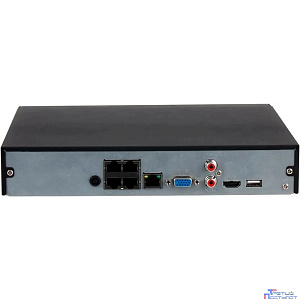 DAHUA DHI-NVR2104HS-P-I2 4-канальный IP-видеорегистратор с PoE, 4K и H.265+, видеоаналитика, входящий поток до 80Мбит/с, 1 SATA III до 10Тбайт