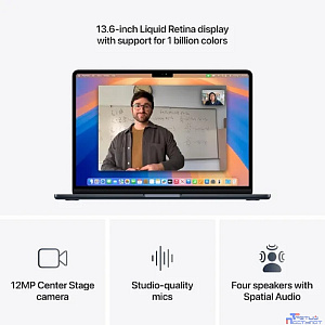 Apple MacBook Air 13-inch 2025 [MC6C4RU/A] Midnight 13.6" Liquid Retina {(2560x1600) M4 10C CPU 10C GPU/24GB/512GB SSD} (A3240) (РФ)