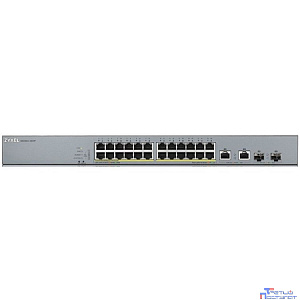 ZYXEL GS1350-26HP-EU0101F L2 коммутатор PoE+ для IP-видеокамер 24xGE PoE+, 2xCombo (SFP/RJ-45), бюджет PoE 375 Вт, дальность передачи питания до 250 м, автоперезагрузка PoE-портов