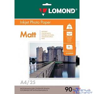LOMOND 0102029 Фотобумага Односторонняя Матовая, 90г/м2, A4 (21X29,7см)/25л. для струйной печати.