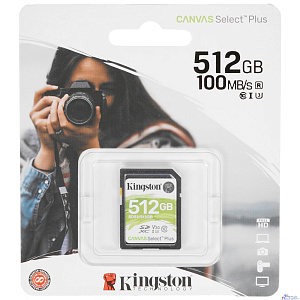 SecureDigital 512Gb Kingston SDS2/512GB {SDXC Class 10 UHS-I U3 Canvas Select Plus}