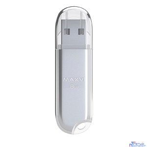 Maxvi USB Drive 8GB P1 silver, монолит с колпачком, ABS пластик, USB 2.0