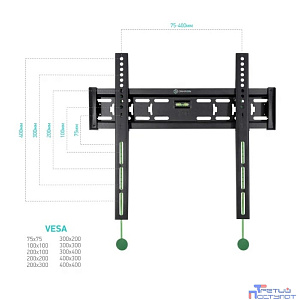 ONKRON FM5 чёрный {32"-55" Максимальная нагрузка: 56,8 кг VESA: 75x75, 100x100, 100x200, 200x100, 200x200, 200x300, 200x400, 300x100, 300x200, 300x300, 300x400, 400x200, 400x300,400x400 мм }