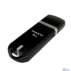 Maxvi USB Drive 8GB P3 black, монолит с колпачком, ABS пластик, USB 2.0
