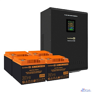 Exegate EX296683RUS Комплект ИБП EX296005RUS + батарея 45Ач EX285666RUS 4шт (инвертор, синус, для котла, настенный) FineSine SX-7000.LCD.AVR.2SH.T <7000VA/5000W, чистая синусоида, цветной LCD-дисплей,