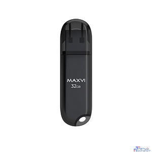 Maxvi USB Drive 32GB P1 black, монолит с колпачком, ABS пластик, USB 2.0