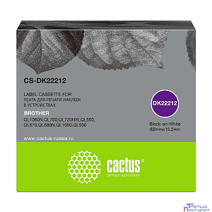 Картридж ленточный Cactus CS-DK22212 черный для Brother P-touch QL-500, QL-550, QL-700, QL-800