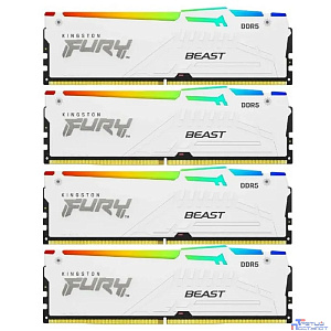 Kingston 64GB 5200MT/s DDR5 CL40 DIMM (Kit of 4) FURY Beast White RGB XMP KF552C40BWAK4-64