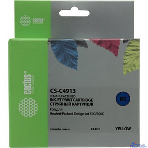 Cactus C4913 Картридж струйный CS-C4913 №82 желтый (72мл) для HP DJ 500/800C
