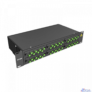 NTSS Кросс 19" NTSS PREMIUM, предсобранный 2U, 48 портов FC/APC, 9/125 мкм, (розетки, сплайс 2шт, КДЗС, пигтейлы), черный, RAL9005 NTSS-RFOB-PM-2U-48-FC/A-9-SP1.5G2A-BL