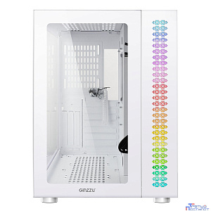 Ginzzu V560 RGB подсветка, закаленное стекло 1*USB 3.0,1*USB 2.0, AU Белый ATX