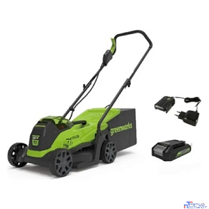 Greenworks GD24LM33K4 Газонокосилка аккумуляторная , 24V, 33 см, бесщеточная, с 1хАКБ 4Ач и ЗУ [2516107UB]