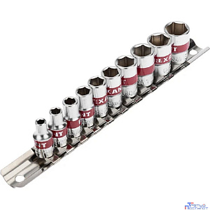 Rexant (12-8316) Набор торцевых головок 1/4, шестигранные, CrV, 10 шт., 4-13мм
