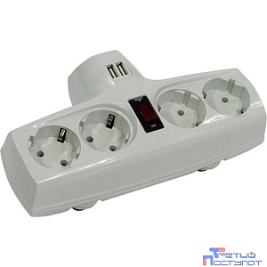 ZIS Сетевой фильтр Pilot T+ 2USB {без сетевого шнура, на 3,3 кВт.,4 розетки}
