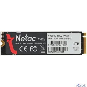 SSD 1Tb, M.2 2280, Netac NV7000-t, NVMe, PCIe 4x4, 7300R/6600W, heat sink, NT01NV7000t-1T0-E4X