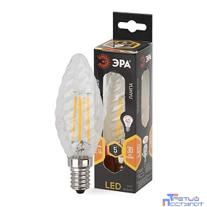 ЭРА Б0027935 Лампочка светодиодная F-LED BTW-5W-827-E14 Е14 / E14 5Вт филамент свеча витая матовая теплый белый свет