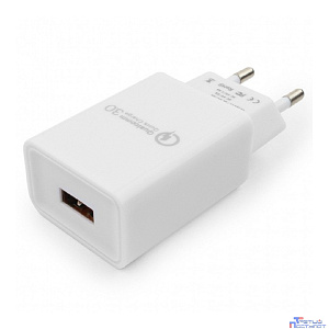Cablexpert Адаптер питания, Qualcomm QC 3.0 , 100/220V - 1 USB порт 5/9/12V, белый (MP3A-PC-16)