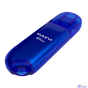 Maxvi USB Drive 64GB P1 blue, монолит с колпачком, ABS пластик, USB 2.0